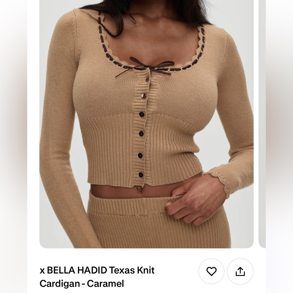 Frankie's Bikinis Tan Knit Cardigan Set